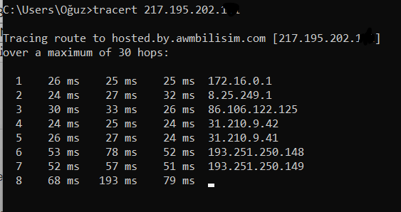 tracert atmak